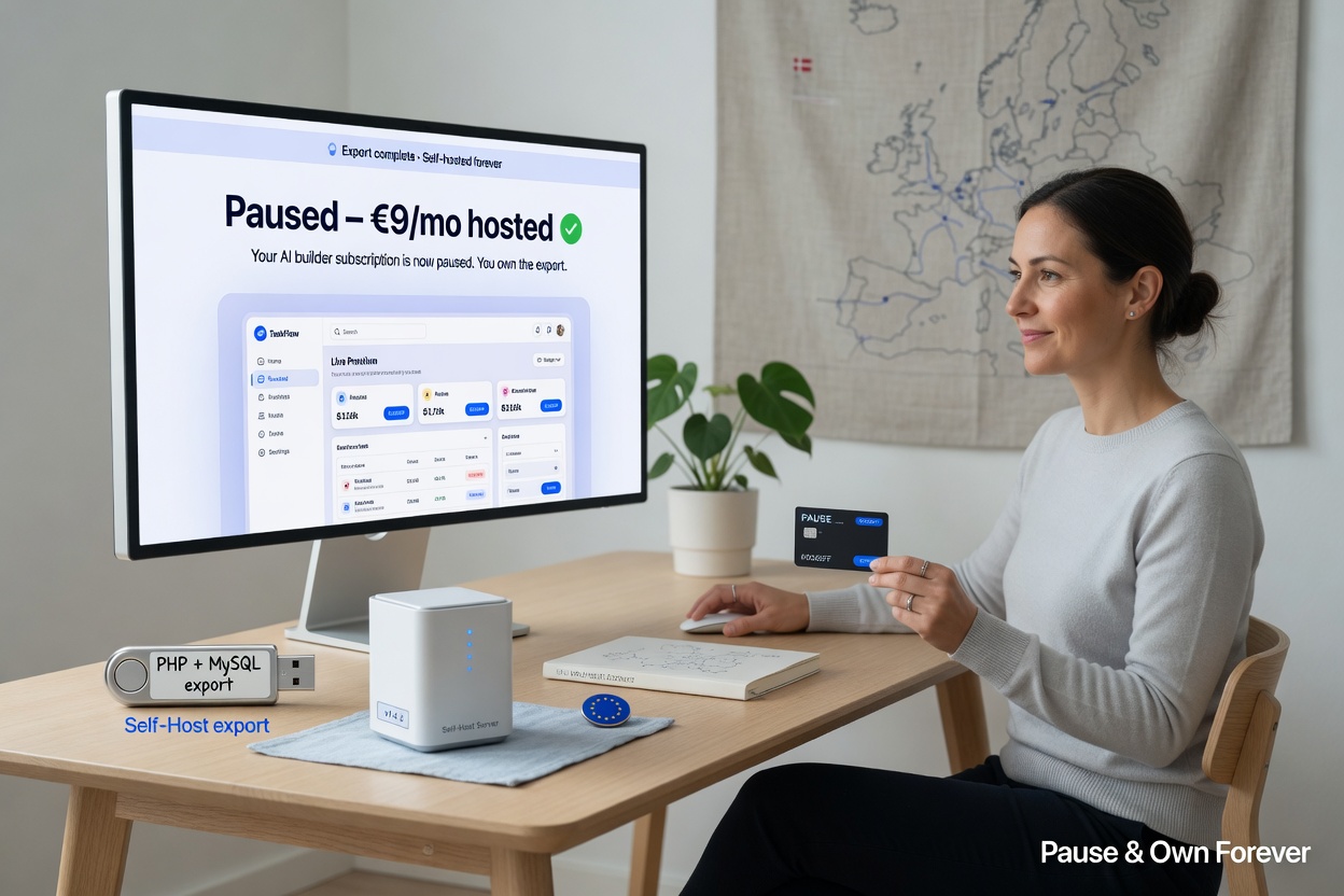 Pause your subscription anytime and keep the app you built — you own it forever